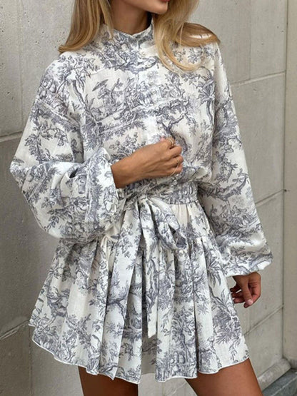 Hazel Blues® | Floral Print Tie Waist Mini Dress