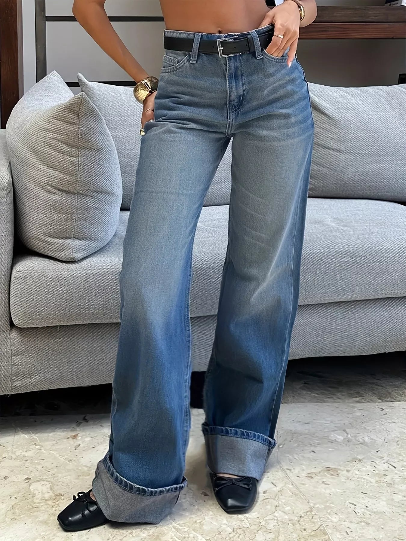 Hazel Blues® |  Washed Wide Leg Jeans