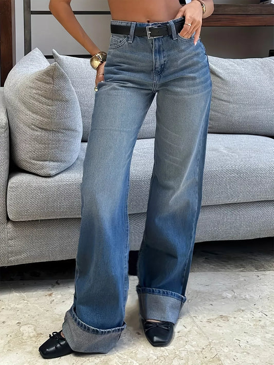 Hazel Blues® |  Washed Wide Leg Jeans