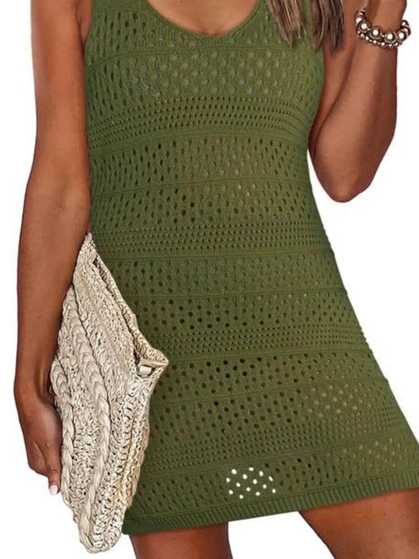 Hazel Blues® | Crochet Knit Cover-Up Dress with Side Slit