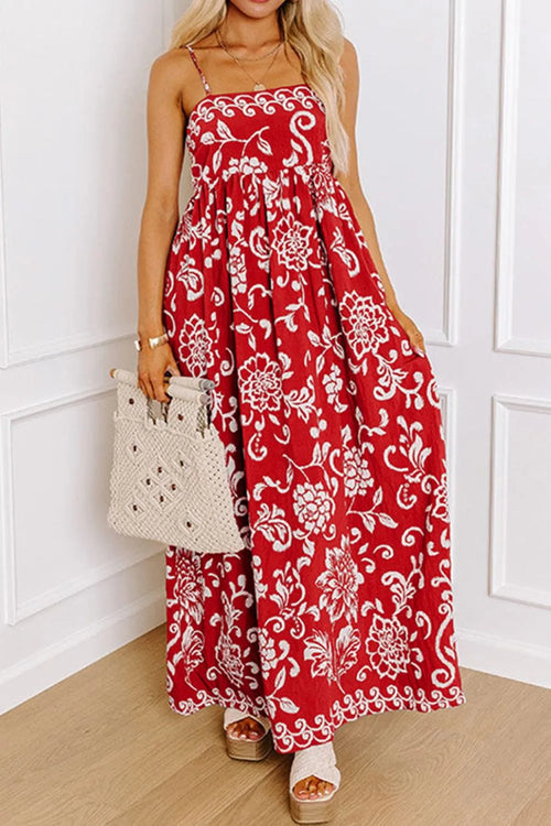 Hazel Blues® |  Floral Printed Spaghetti Strap Empire Waist Maxi Dress