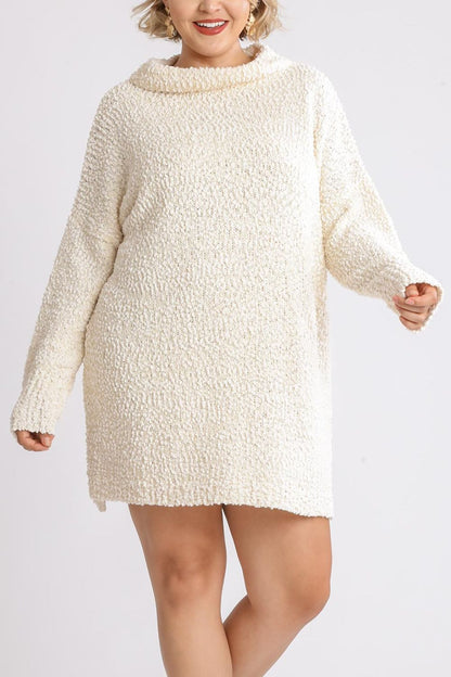 Hazel Blues® | Umgee High Low Long Sleeve Boucle Sweater Dress