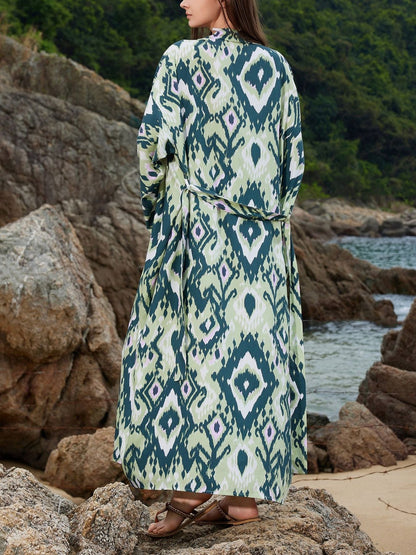 Hazel Blues® | Boho Print Long Sleeve Beach Cover-Up