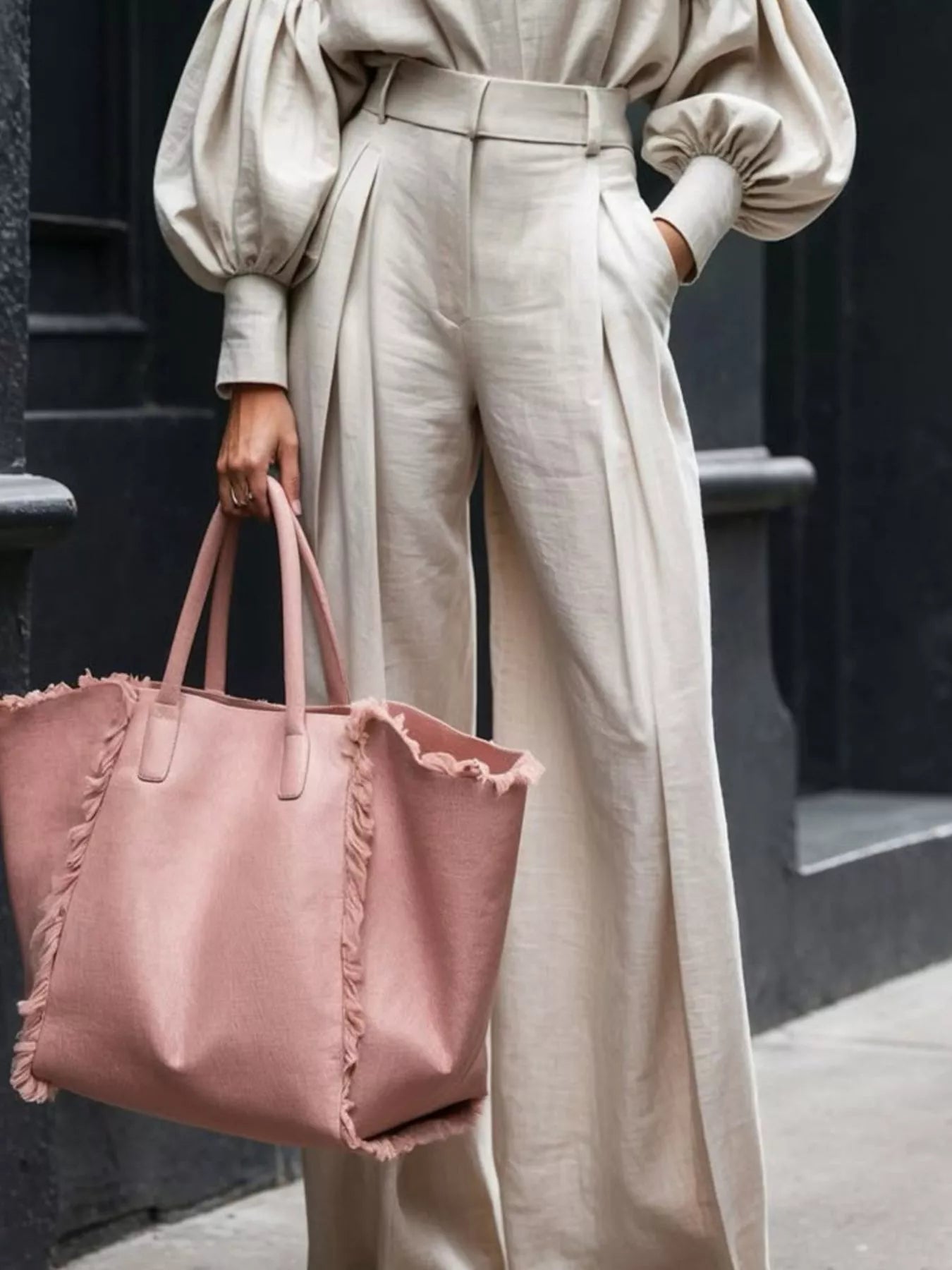Hazel Blues® |  Lantern Sleeve Shirt and Wide Leg Pants Set