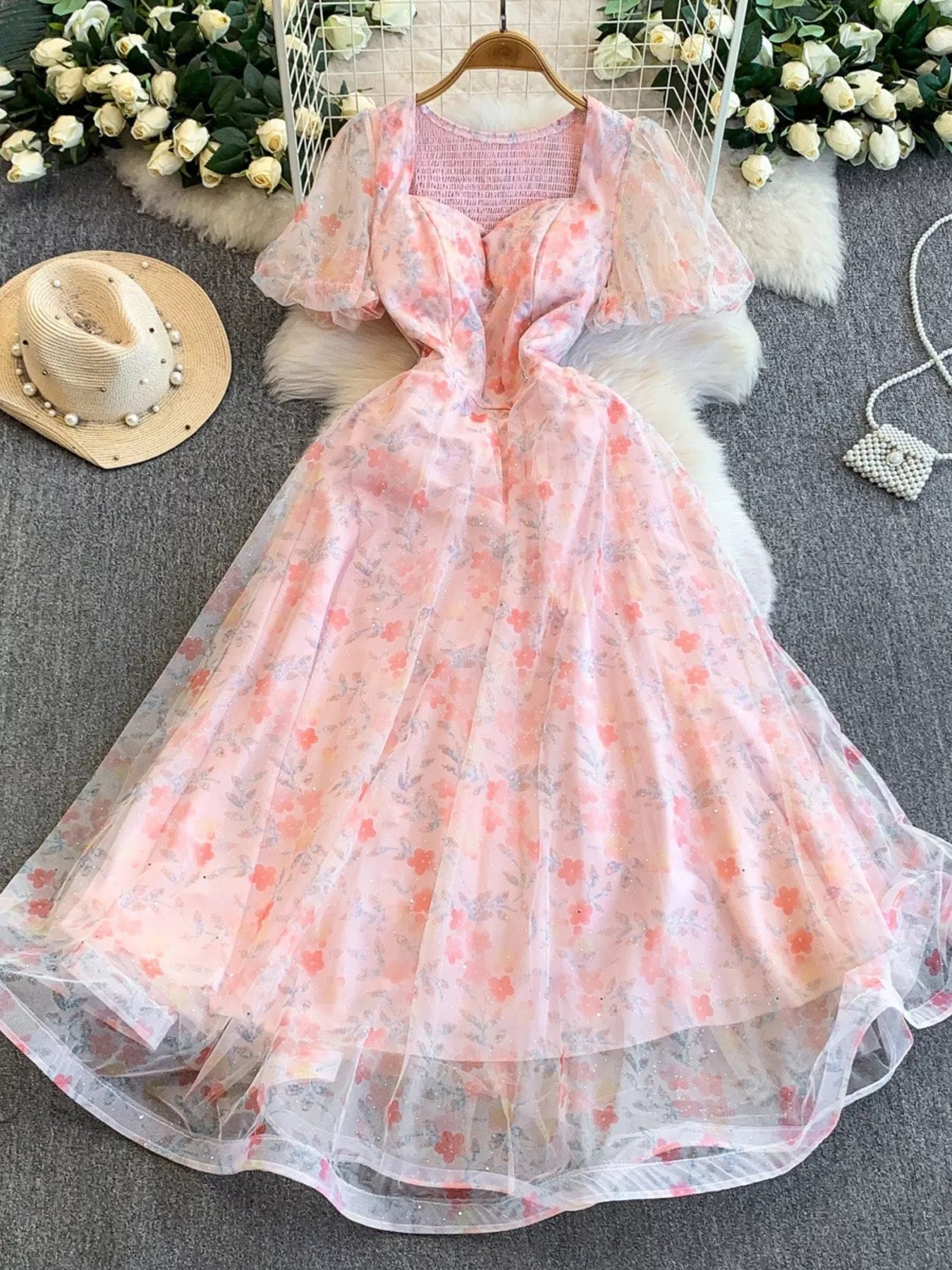 Hazel Blues® |  Sweetheart Neck Puff Sleeve Dress