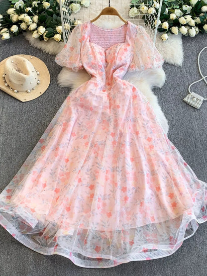 Hazel Blues® |  Sweetheart Neck Puff Sleeve Dress