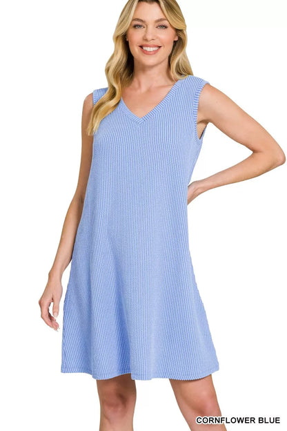 Hazel Blues® |  Zenana Raised Rib Sleeveless Mini Dress