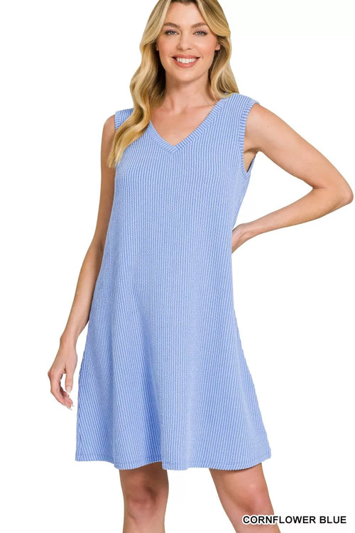 Hazel Blues® |  Zenana Raised Rib Sleeveless Mini Dress