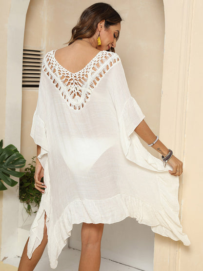 Hazel Blues® | Cutout Ruffled Half Sleeve Cover-Up
