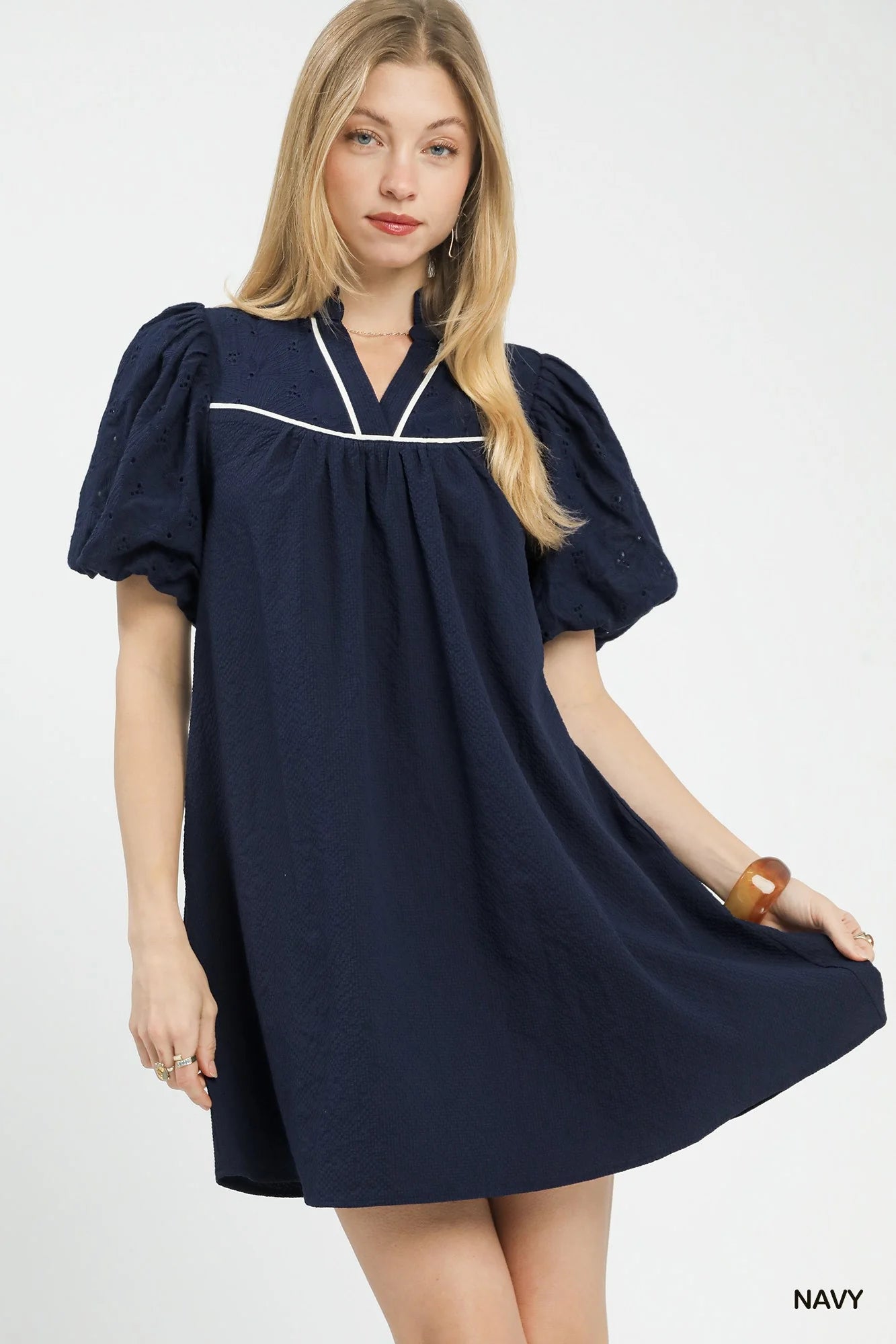 Hazel Blues® |  Umgee Puff Sleeve Textured Babydoll Dress