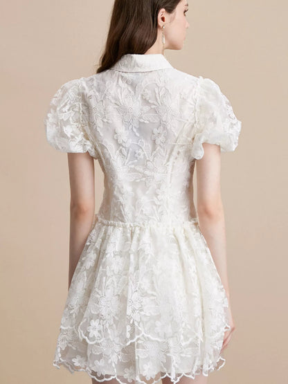 Hazel Blues® |  Lace Puff Sleeve Mini Dress