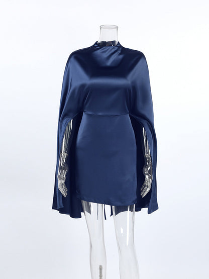 Hazel Blues® |  Mock Neck Cape Sleeve Mini Dress