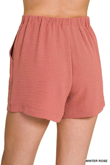 Hazel Blues® |  Zenana Woven Airflow Back Elastic Waist Shorts