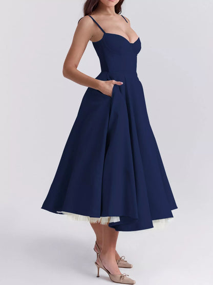Hazel Blues® |  Sweetheart Neck A-Line Midi Dress