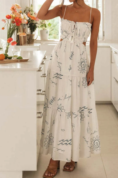 Hazel Blues® |  Cutout Printed Sleeveless Midi Cami Dress