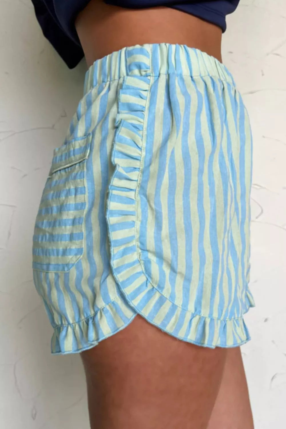 Hazel Blues® |  Striped Elastic Waist Shorts