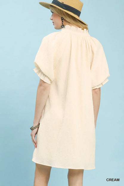 Hazel Blues® |  Umgee Linen Blend Ruffle Dress