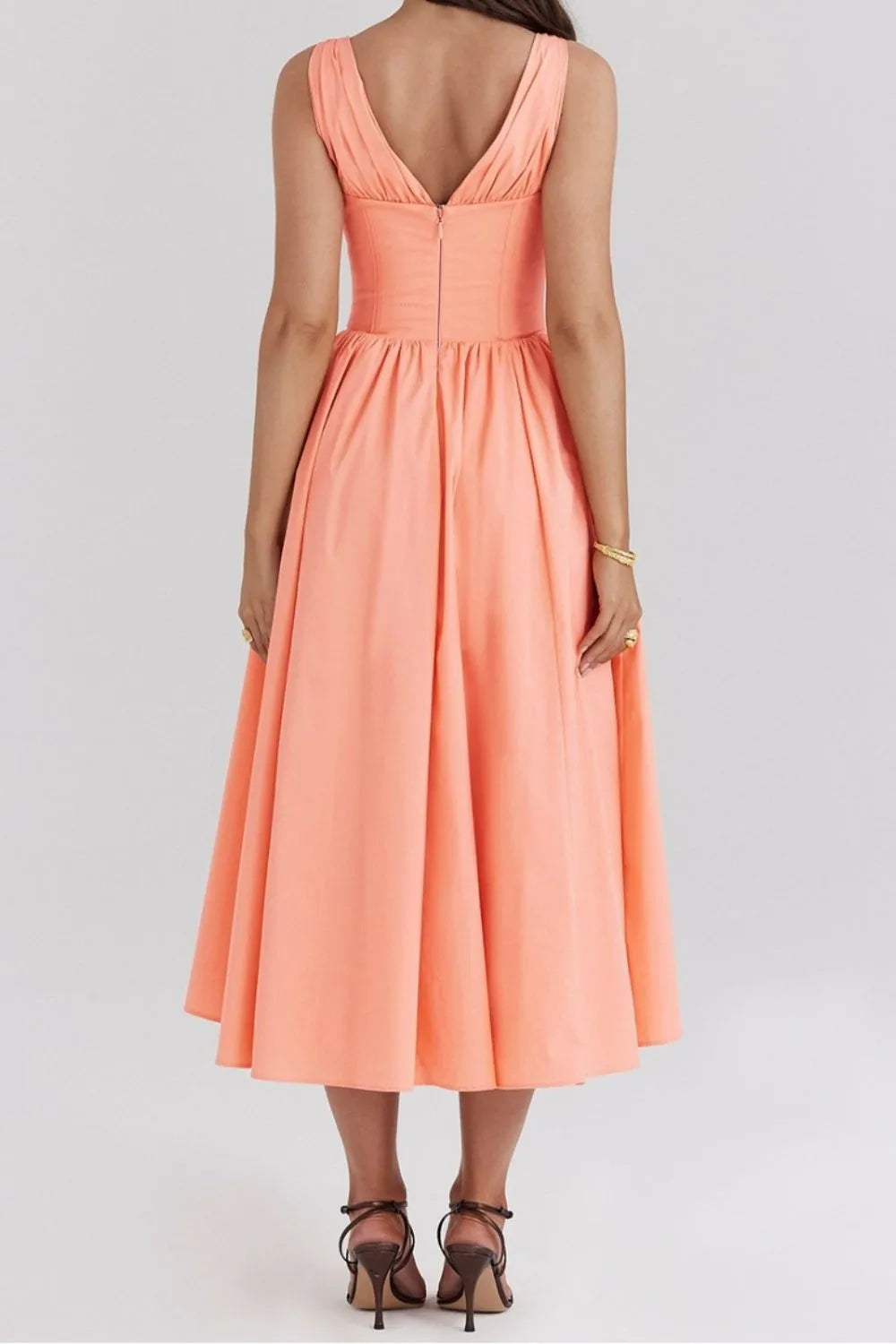 Hazel Blues® |  Ruched V-Neck Sleeveless Dress with Pockets