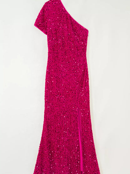 Hazel Blues® |  Sequin One-Shoulder Dress with High Slit