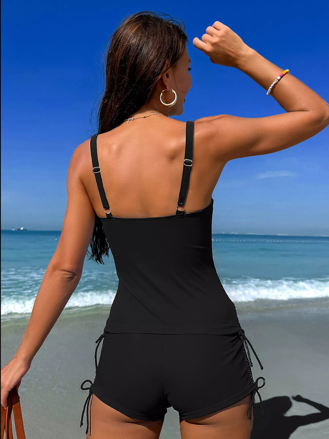 Hazel Blues® | Floral Print Drawstring Tankini Set