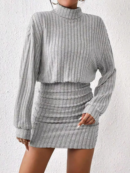 Hazel Blues® |  Ribbed Turtleneck Long Sleeve Sweater Dress