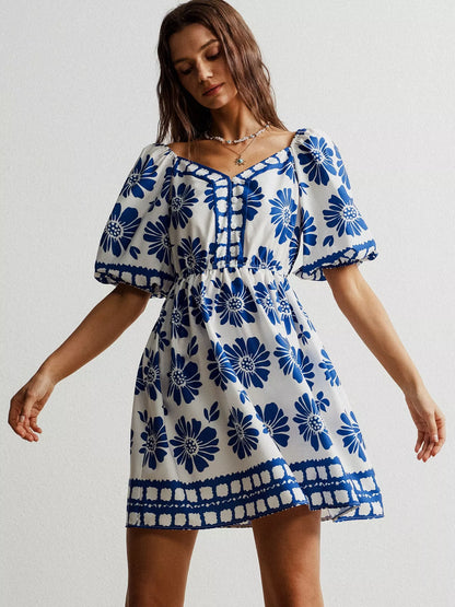 Hazel Blues® |  Floral Print Puff Sleeve Mini Dress