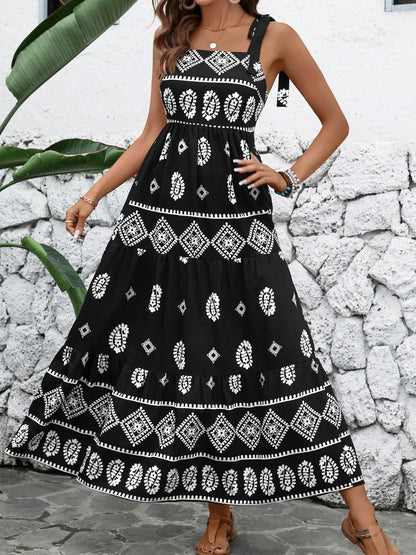 Hazel Blues® |  Printed Square Neck Maxi Cami Dress