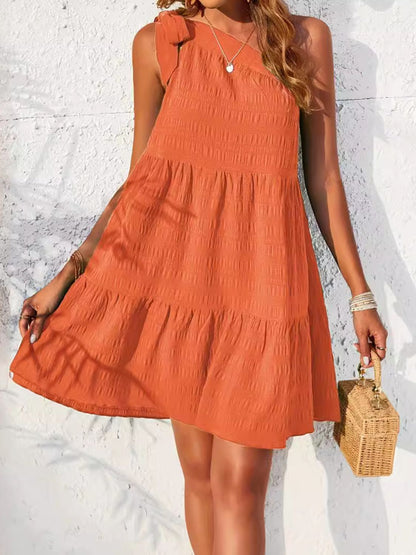 Hazel Blues® |  Textured Tied Single Shoulder Mini Dress