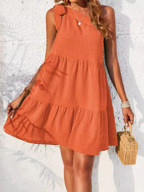 Hazel Blues® |  Textured Tied Single Shoulder Mini Dress