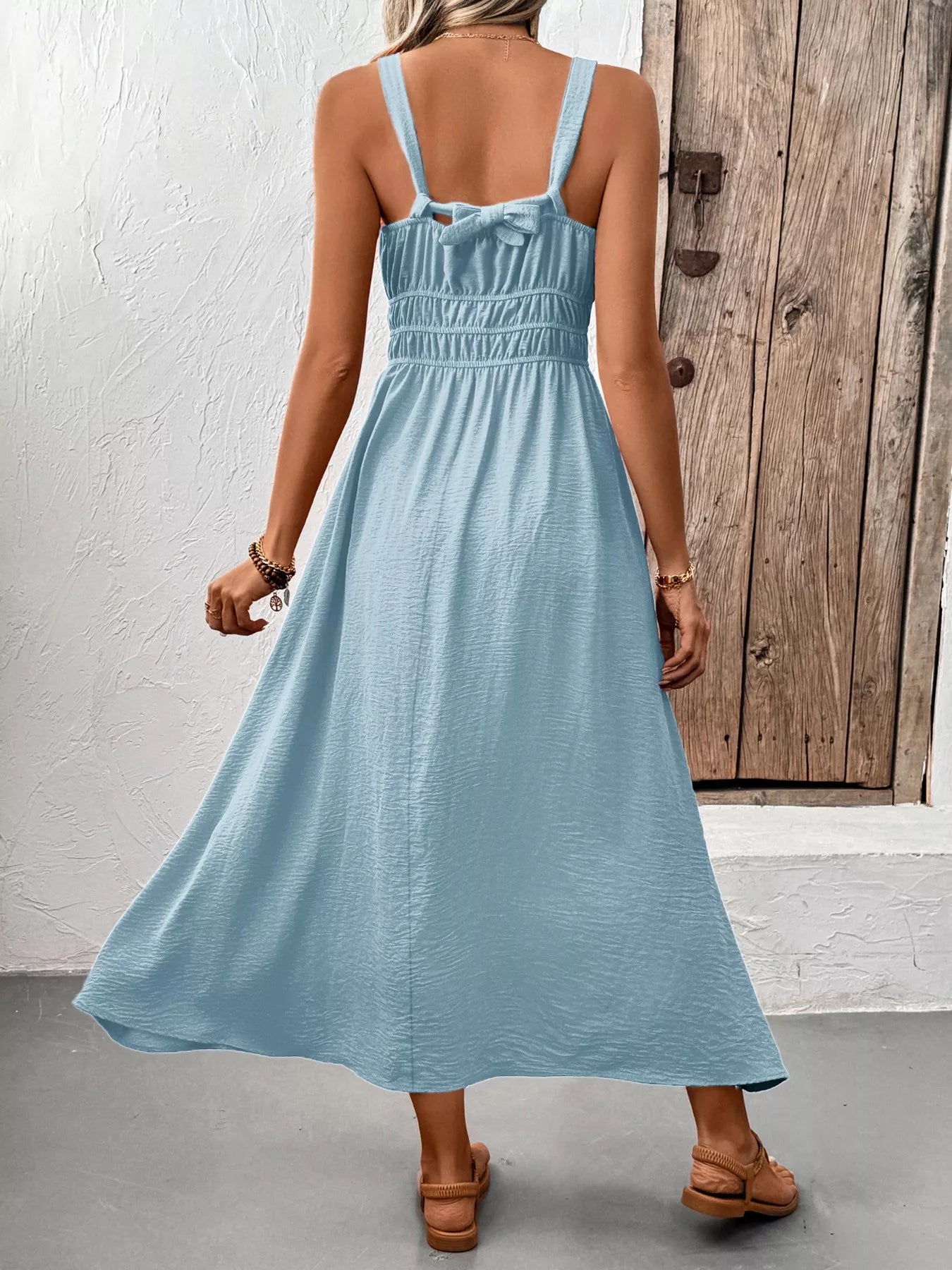 Hazel Blues® |  Sleeveless Smocked Casual Midi Dress