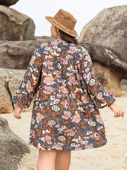 Hazel Blues® | Floral Print Long Sleeve Mini Dress