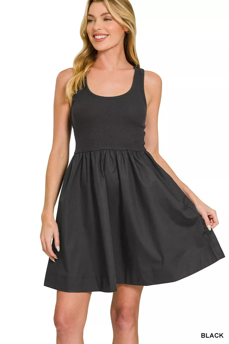 Hazel Blues® |  Zenana Combined Knit & Woven Midi Dress