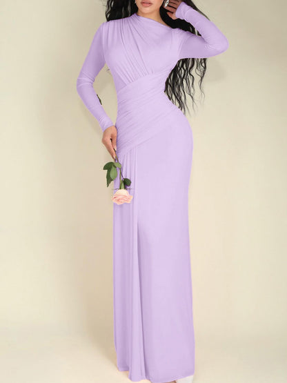 Hazel Blues® |  Ruched Long Sleeve Mermaid Maxi Dress
