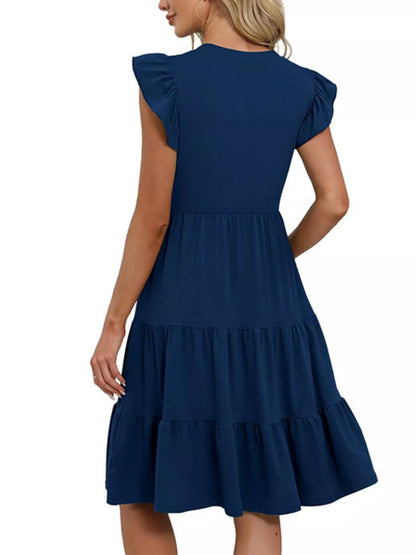 Hazel Blues® |  Ruffle Sleeve Tiered Midi Dress
