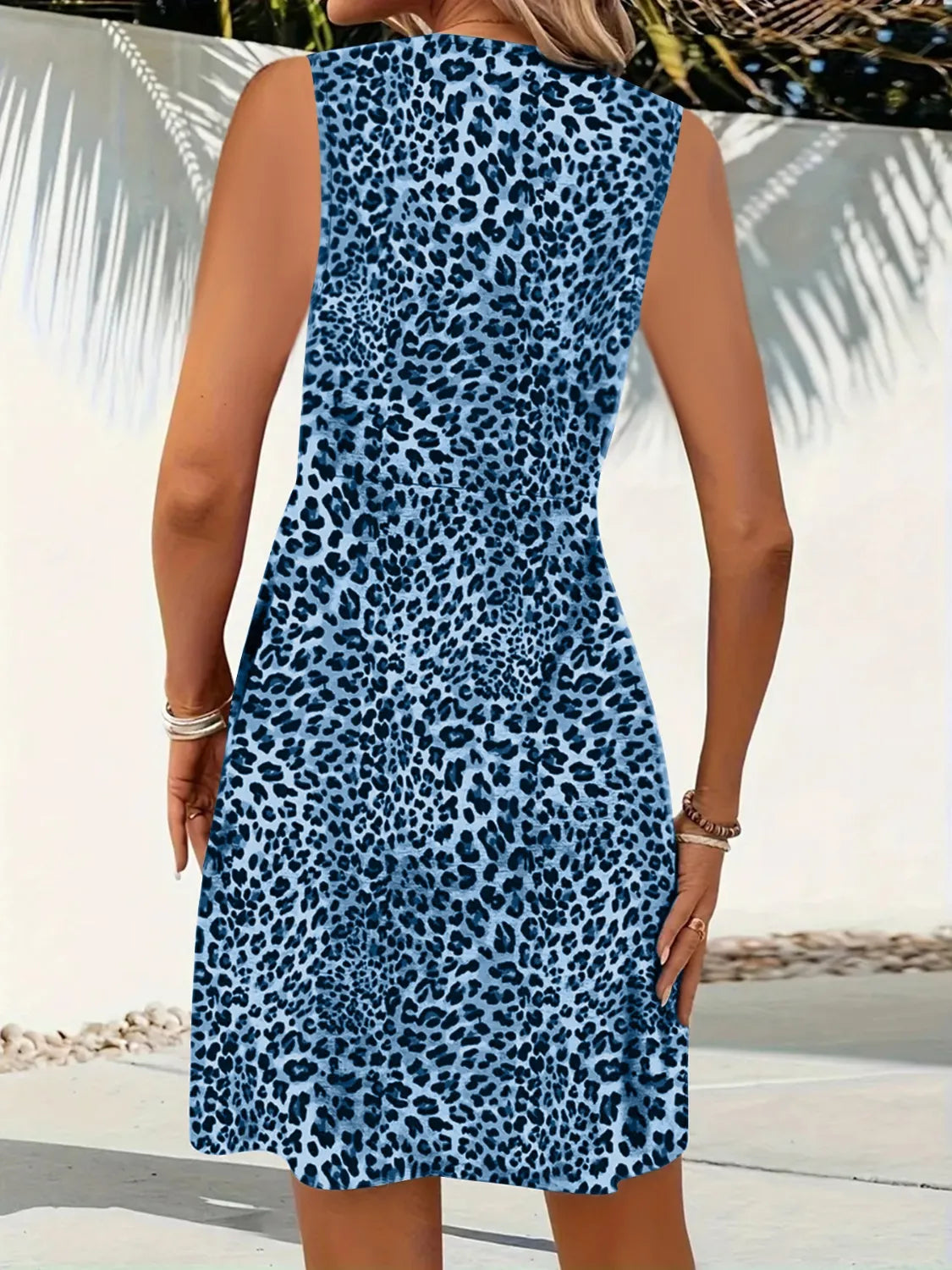 Hazel Blues® |  Leopard V-Neck Sleeveless Mini Dress