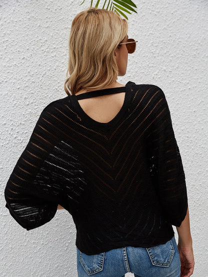 Hazel Blues® | Openwork Batwing Sleeve Cover-Up