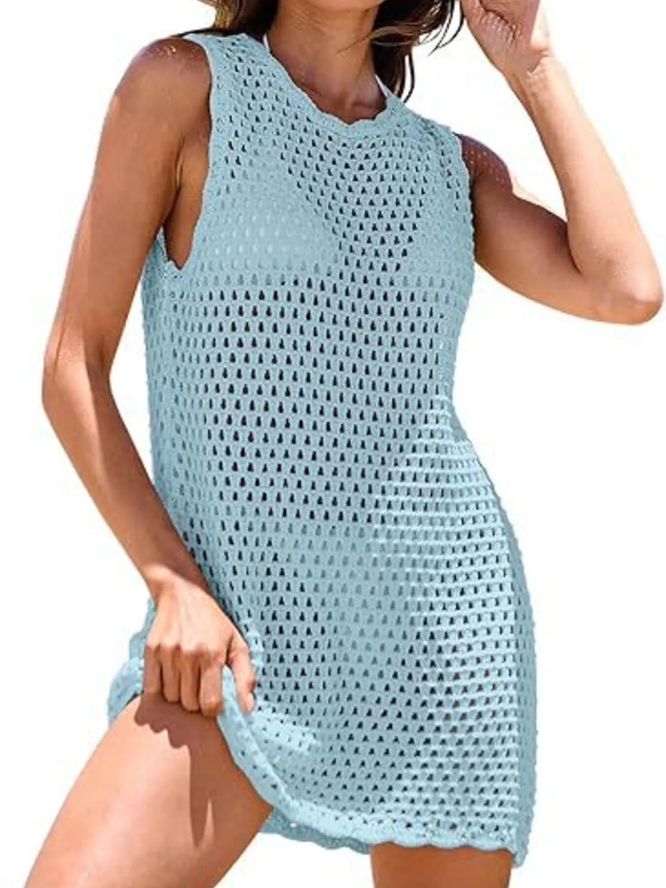 Hazel Blues® | Color Block Openwork Sleeveless Cutout Back Cover-Up