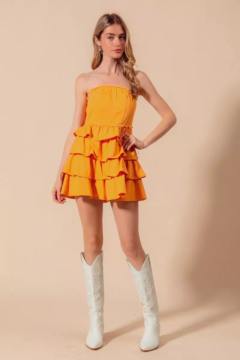 Hazel Blues® |  SO ME Strapless Ruffle Layered Game Day Cheer Up Dress