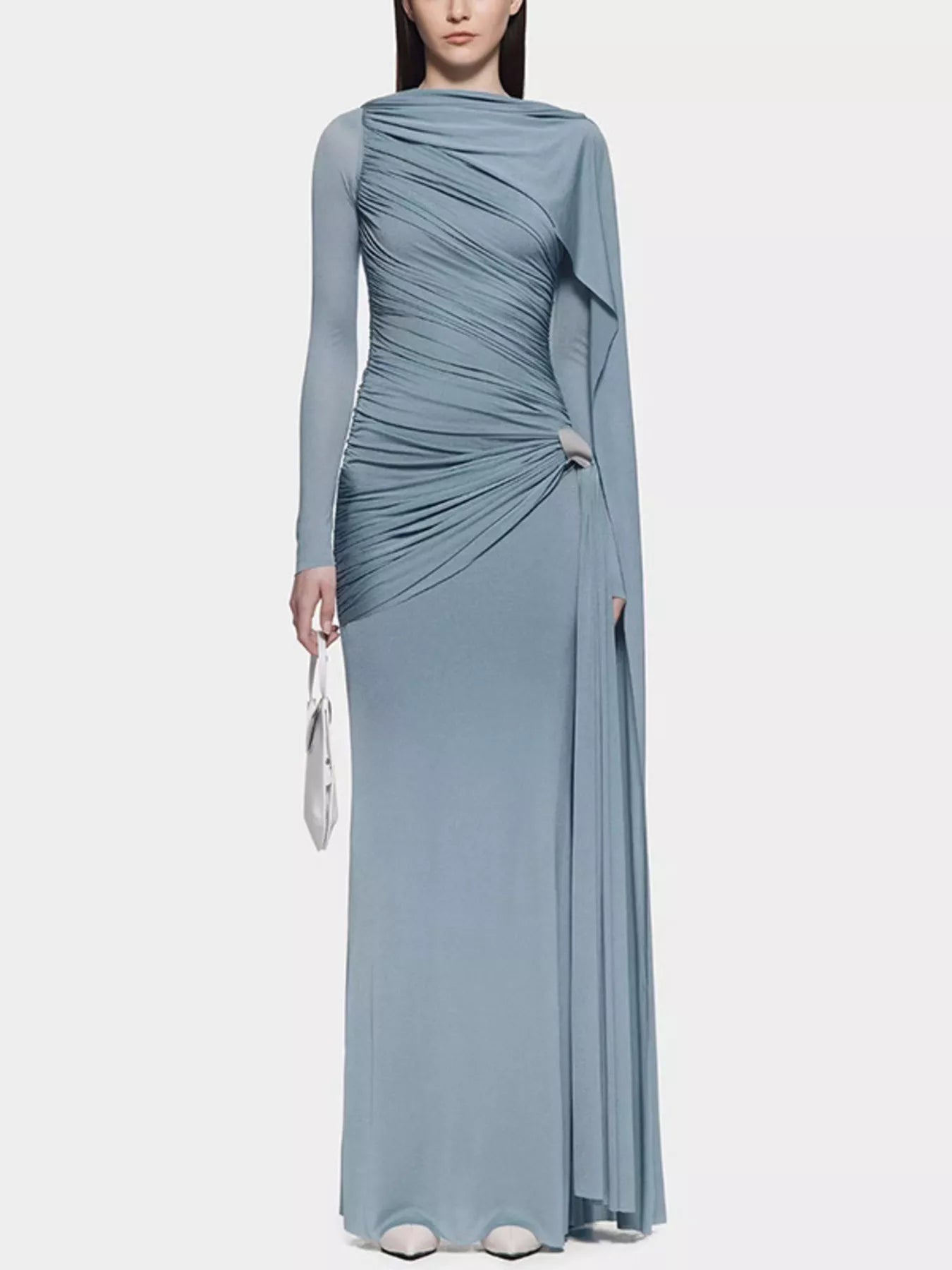Hazel Blues® |  Ruched Draped Long Sleeve Maxi Dress