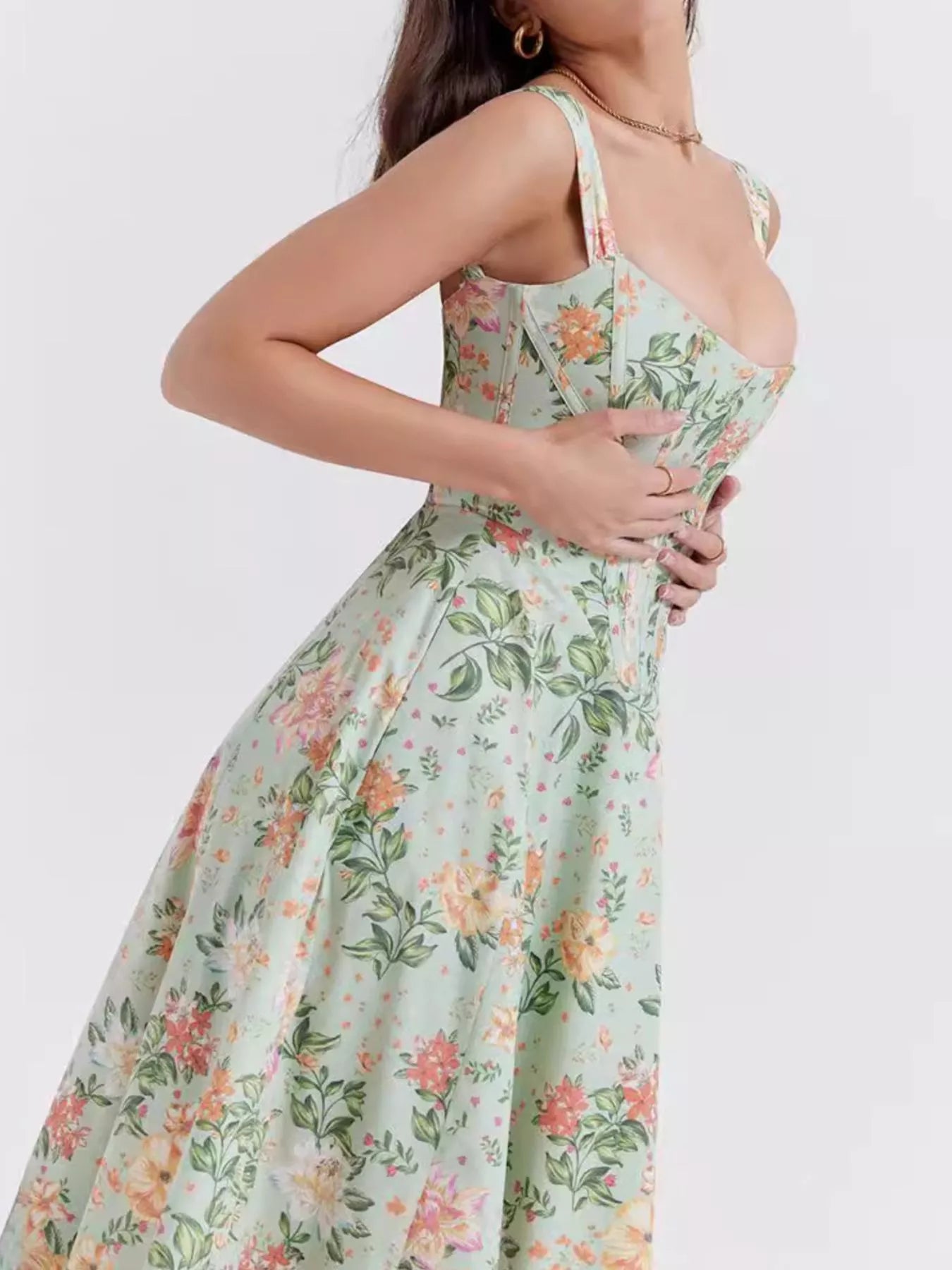 Hazel Blues® |  Floral Print Midi Dress with Slit