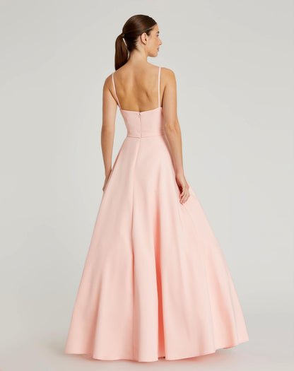 Pink Classic A-Line V-Neck Ball Gown