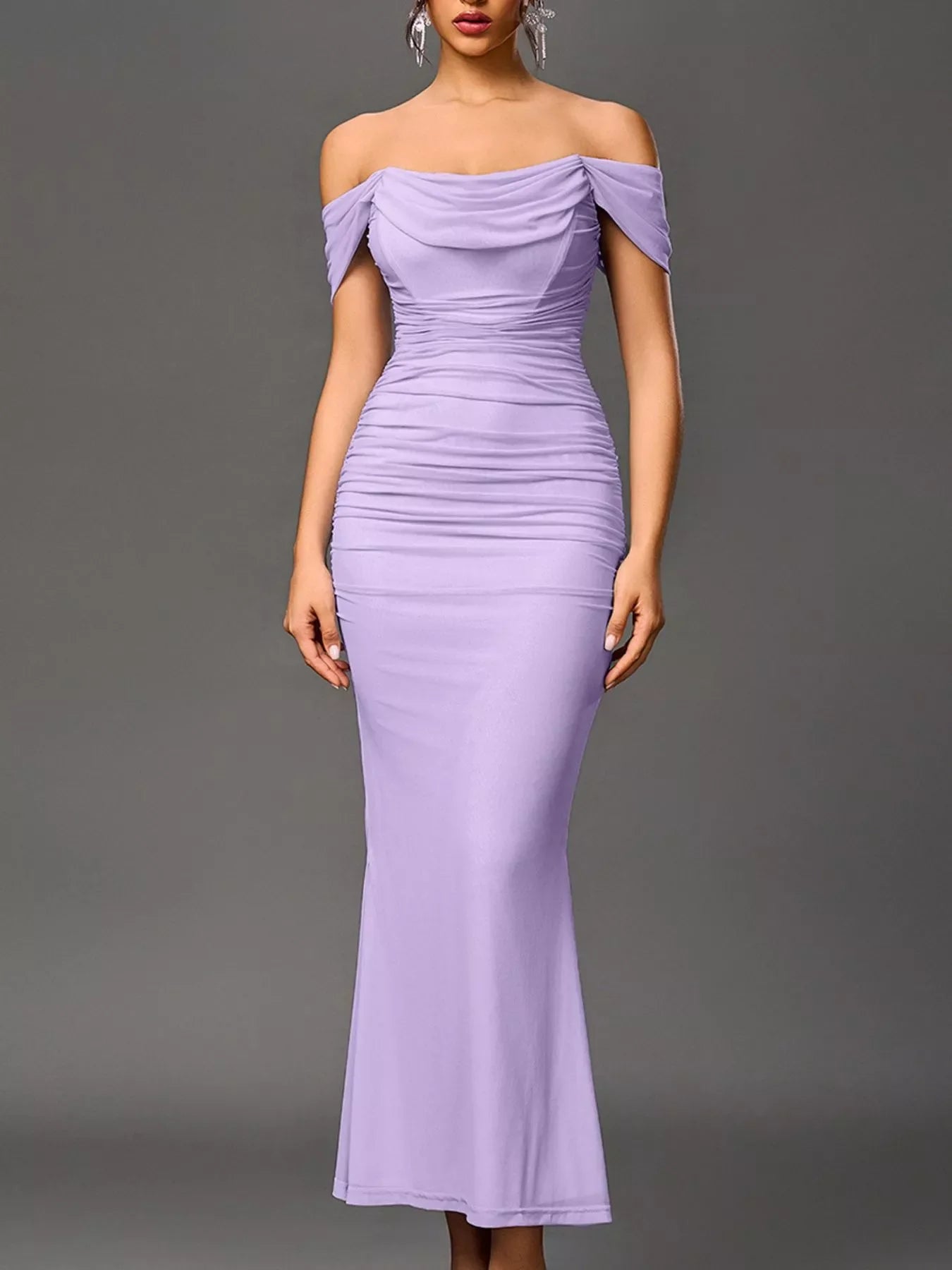 Hazel Blues® |  Off-Shoulder Ruched Mermaid Maxi Dress