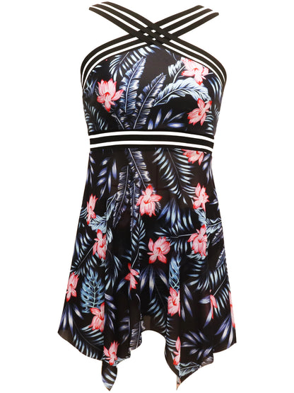Hazel Blues® | Cutout Printed Two-Piece Swim Set
