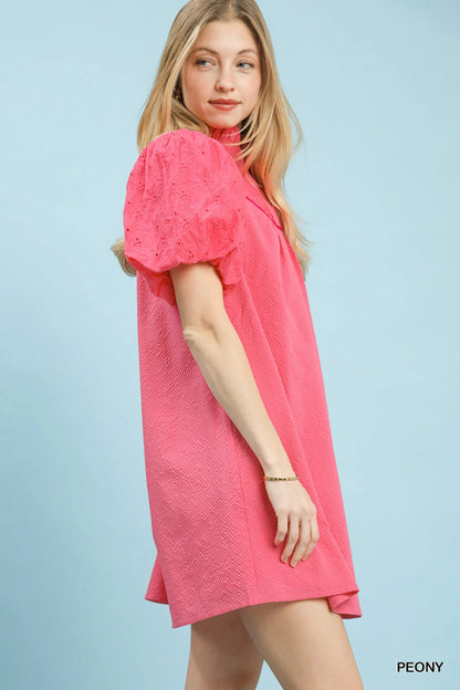 Hazel Blues® |  Umgee Puff Sleeve Textured Babydoll Dress