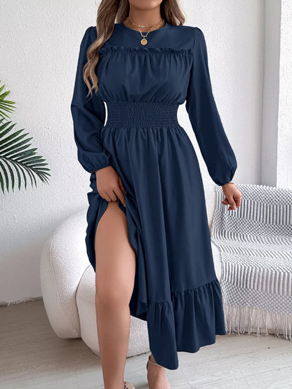 Hazel Blues® |  Round Neck Balloon Sleeve Tiered Dress