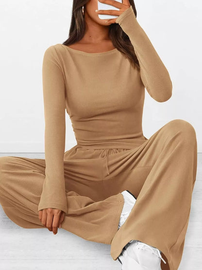 Hazel Blues® |  Long Sleeve Top and Wide Leg Pants Set