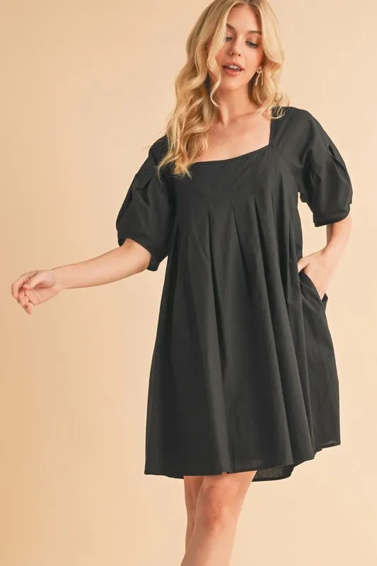 Hazel Blues® |  Aemi + Co Square Neck Babydoll Dress with Pockets