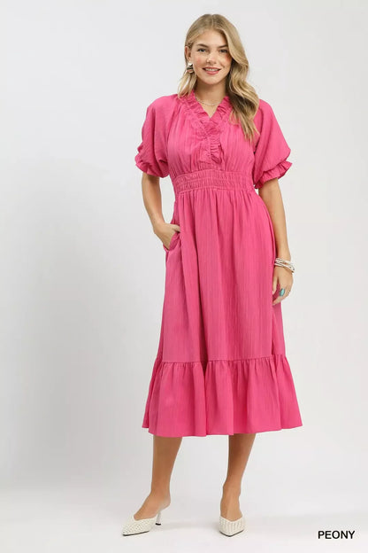 Hazel Blues® |  Umgee Ruffle V-Neck Midi Dress