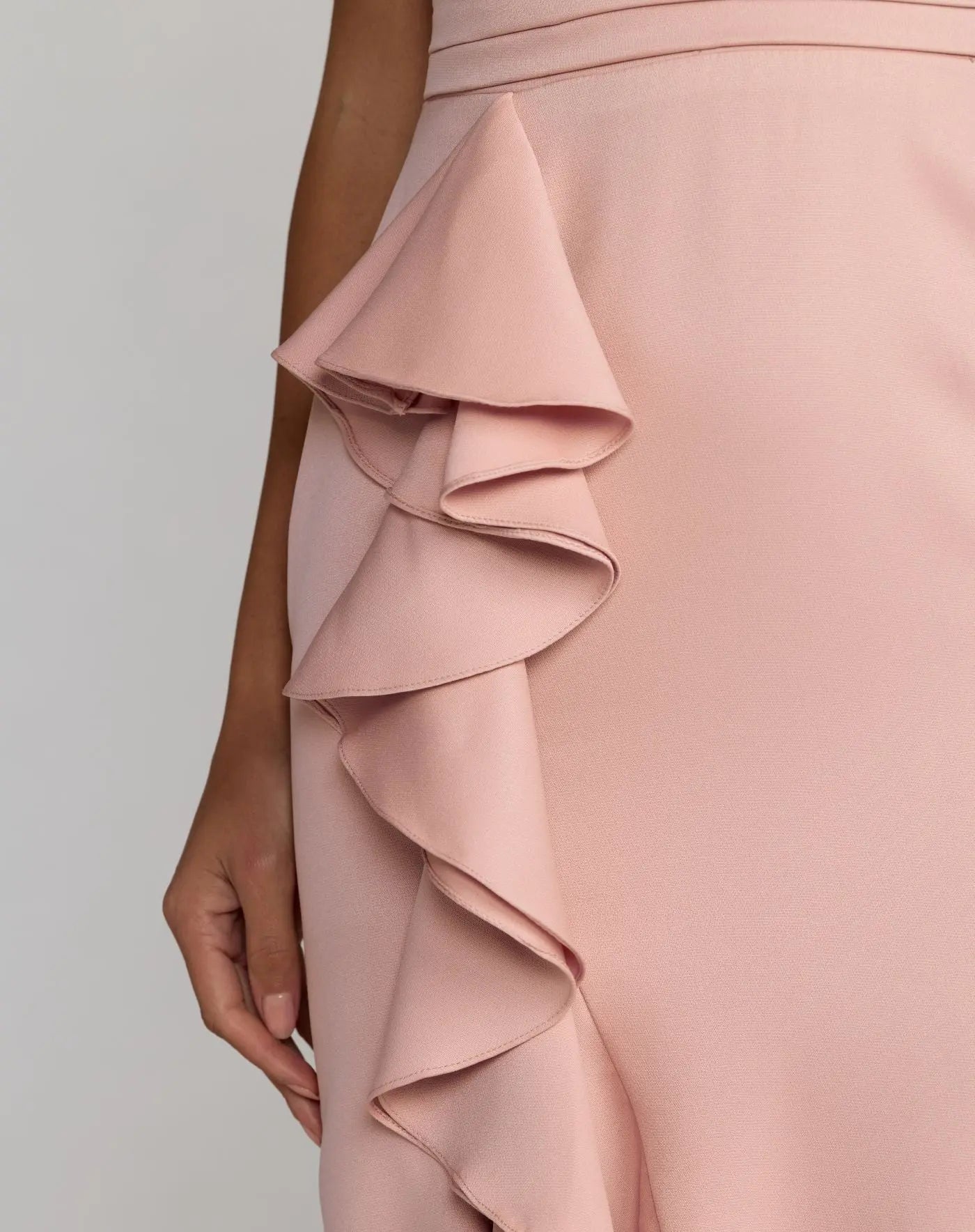Pink Ruffle Trumpet Gown With Bow
