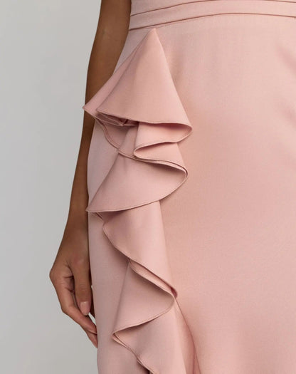 Pink Ruffle Trumpet Gown With Bow